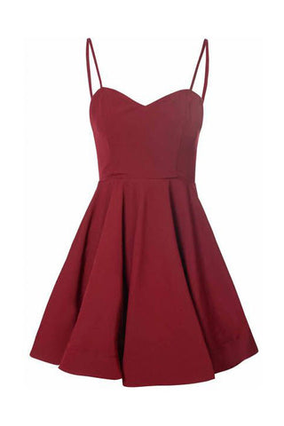 Burgundy Simple Charming Spaghetti Straps Short Homecoming Dresses Prom Dress