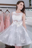New Arrival Baby Blue White Lace Tulle Short Prom Dress Homecoming Dresses Gowns