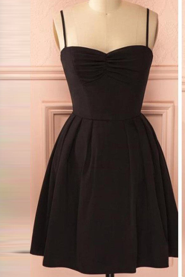 Black Lace Spaghetti Straps See Through Short Prom Dress Homecoming Dresses