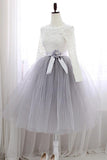 Long Sleeves Ivory Lace Short Ball Gown Prom Dresses Homecoming Dress For Graduation