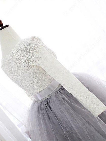 Long Sleeves Ivory Lace Short Ball Gown Prom Dresses Homecoming Dress For Graduation