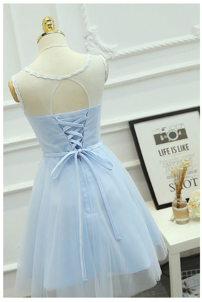 Lace Tulle New Arrival Light Blue Short Prom Homecoming Dresses Graduation Dress
