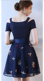Appliques New Arrival Navy BlueShort Prom Gowns Homecoming Dresses Party Dress