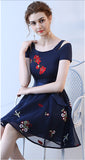 Appliques New Arrival Navy BlueShort Prom Gowns Homecoming Dresses Party Dress