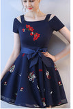 Appliques New Arrival Navy BlueShort Prom Gowns Homecoming Dresses Party Dress