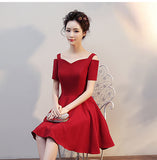 Elegant Short Sleeves Burgundy Charming Prom Dress Homecoming Dresses Party Gowns