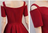 Elegant Short Sleeves Burgundy Charming Prom Dress Homecoming Dresses Party Gowns