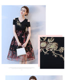 V Neck Black New Arrival Short Sleeves Prom Homecoming Dress Party Dresses