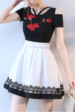 White/Black New Arrival Short Sleeves Appliques Prom Homecoming Dress Cocktail Dresses