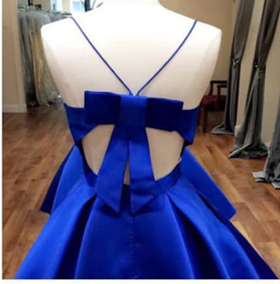 Royal Blue Open Back Spaghetti Straps Short Prom Homecoming Dresses Party Dress