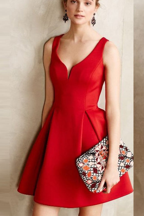 Off the Shoulder Simple Charming Red Short Prom Homecoming Dress Cocktail Dresses