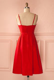 Red V Neck Spaghetti Straps Short Charming Prom Homecoming Dresses Party Gowns