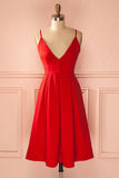 Red V Neck Spaghetti Straps Short Charming Prom Homecoming Dresses Party Gowns