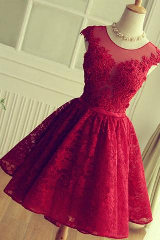 Lace Short Hot Sales Burgundy Homecoming Dresses Prom Dress Party Gowns