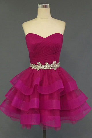 Tiered Skirt Fashion Sweetheart Short Prom Cute Dress Homecoming Dresses Party Gowns
