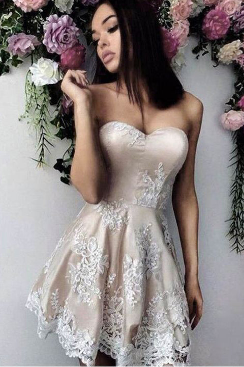 Sweetheart Short Hot Sales Lace Prom Homecoming Dresses Cocktail Dress