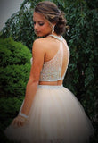 Fashion Two Pieces Beads Backless Short Prom Cute Dress Homecoming Dresses Party Gowns