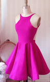 Hot Pink Backless Sexy Straps Short Prom Dress Homecoming Dresses Party Gowns