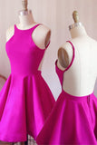 Hot Pink Backless Sexy Straps Short Prom Dress Homecoming Dresses Party Gowns