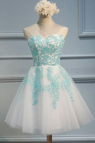 Charming A Line Lace Ivory Short Prom Homecoming Dresses Party Gowns Graduation Dress