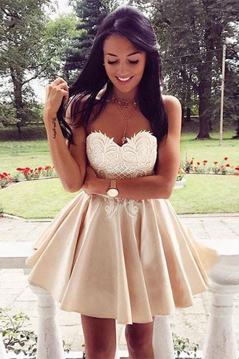New Arrival Sweetheart Lace Mini Length Prom Homecoming Dresses Party Gowns Cocktail Dress