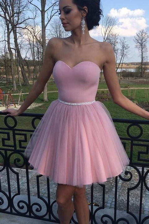 A Line Sweetheart Cute Dress Beads Short Prom Homecoming Dresses Party Gowns