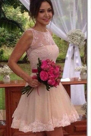 Hot Sales See Through Back Lace Short Prom Dresses Homecoming Dress Party Gowns
