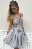 New Arrival Off the Shouder Grey Lace Prom Dress Homecoming Dresses Party Gowns