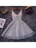 Hot Sales Grey Lace Short Prom Gowns Homecoming Dresses Graduation Dress