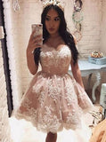 Off the Shoulder White Lace Pink Homecoming Dresses Short Prom Gowns Party Dress