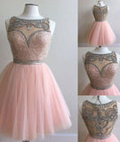 Pink Homecoming Dress Fashion Sequin Beads Short Prom Cute Dresses Party Gowns