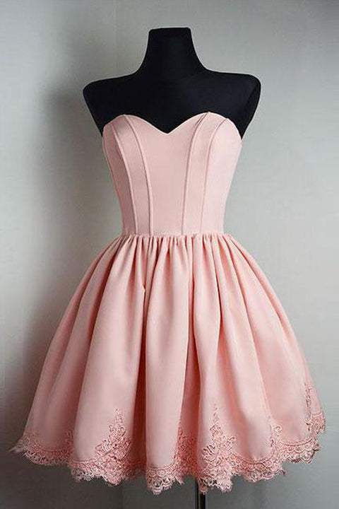 Elegant Blush Pink Appiques Short Homecoming Dress Prom Cute Dresses Party Gowns