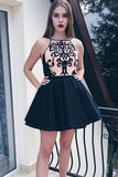 Black Lace Mini Length Homecoming Dresses Prom Cute Dress Party Gowns