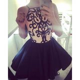 Black Lace Mini Length Homecoming Dresses Prom Cute Dress Party Gowns