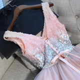 Hot Sales V Neck Homecoming Dress Sequin Short Prom Dresses Cute Dress Party Gowns