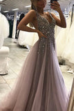 Fashion Off the Shoulder V Neck Beaded Long Prom Dresses Evening Party Dress Prom Gowns