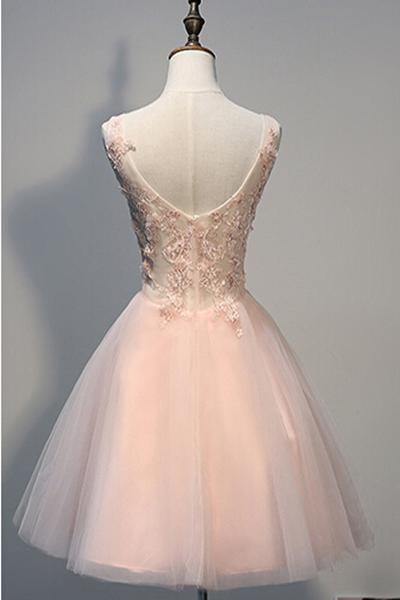 Hot Sales Skin Pink Lace Tulle Cute Dress Homecoming Dresses Short Party Gowns Prom Dress