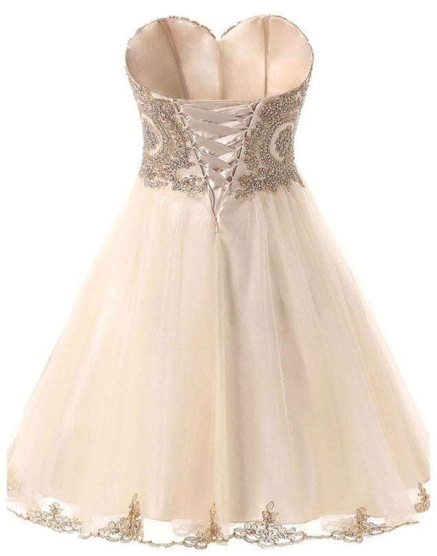 Empire Waist Sweetheart Homecoming Dresses Short Appliques Prom Dress Cute Dress