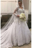 Luxury Long Sleeves White Lace High Quality Wedding Dresses Bridal Dress Wedding Gowns