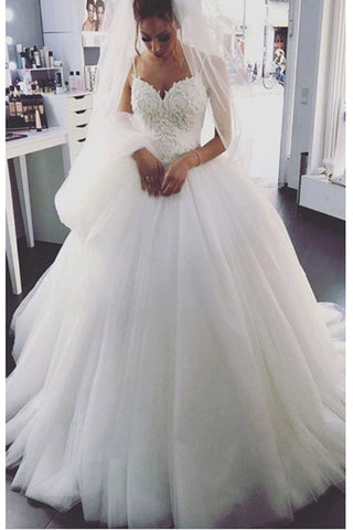 Princess Spaghetti Straples Lace Ball Gown Wedding Dresses Bridal Dress Wedding Gowns