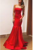 New Arrival Strapless Mermaid Elegant  Red Prom Dresses Evening Dress Prom Gowns