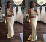 Fashion 2 Pieces High Neck Mermaid Prom Dresses Evening Dress Prom Gowns