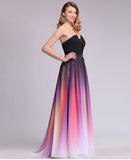 Hot Sales Colorized Gradient Chiffon U Neck Bridesmaid Dresses Prom Dress Party Gowns