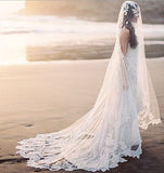 One Layer 3 Meters (118 inches ) White Cathedral Lace Wedding Veils Bridal Veil