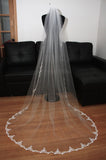 Iovry Lace Appliques Edge Veil 106 inches Long Wedding Veils Cathedral Length Bridal Veil