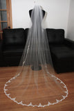 Iovry Lace Appliques Edge Veil 106 inches Long Wedding Veils Cathedral Length Bridal Veil