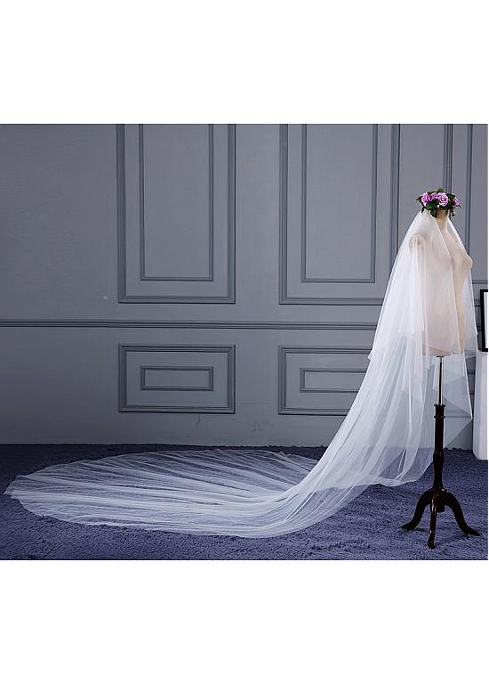 Hot Sales White Soft 2.7 Meters (106 inches) Cheap Long Wedding Veils Cathedral Bridal Veil