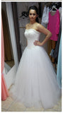 A Line Sweetheart Beaded White Tulle  Wedding Dresses Bridal Dress Wedding Gowns