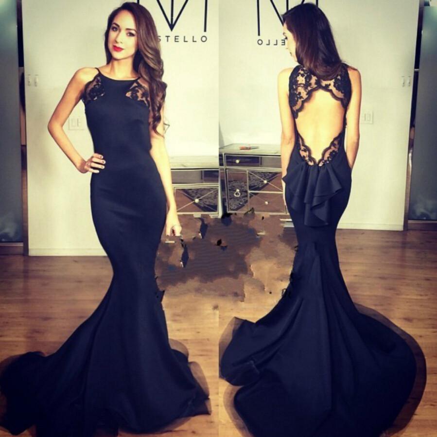 Appliques Black Mermaid Prom Dress Evening Dresses Party Gowns