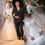 Ivory Long Sleeves Off the Shoulder Sheath Wedding Dresses Bridal Dress Gowns